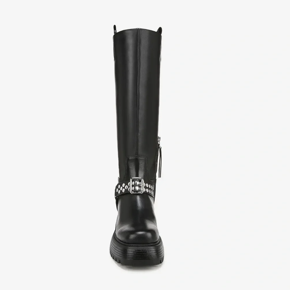NEW Circus NY by Sam Edelman Hayes Women's Black Leather Stud Motorcycle Boot